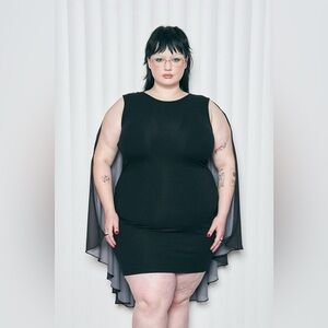 SMALL Fashion Brand Company Marcus Pork Tencel Rib Cape Mini Dress